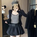 黑色高腰花苞蓬蓬裙