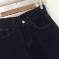 High-waisted wide-leg draped denim trousers