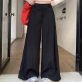 High-waisted wide-leg draped suit trousers