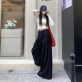 High-waisted wide-leg draped suit trousers