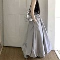 高腰纯色A字花苞半身裙