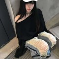 慵懒风斜肩宽松上衣