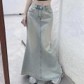 高腰鱼尾开叉半身裙