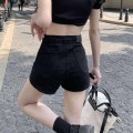 Black high waisted denim shorts