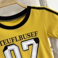 Round neck straight shoulder number top