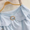Off shoulder Ruffled Loose-Fit Shirt