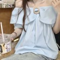 Off shoulder Ruffled Loose-Fit Shirt