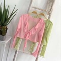 Ruffled Chiffon Long-Sleeved Top