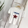Straight Shoulder Star Print Casual T-shirt