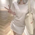 Slim Waist Straight Shoulder T-Shirt Dress