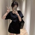 Slim Waist Straight Shoulder T-Shirt Dress