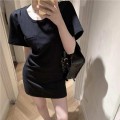 Slim Waist Straight Shoulder T-Shirt Dress