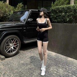 【预购】撞色吊带修身连体裤