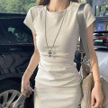 Casual Pleated Waist-Wrap Dress