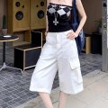 High-Waisted Denim Cropped Pants