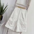 High-Waisted Denim Cropped Pants