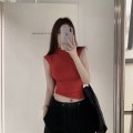 弹力修身半高领上衣