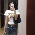卡通印图正肩短版T恤