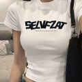 字母正肩短版T恤