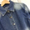 复古牛仔宽松衬衫+高腰直筒短裤套装