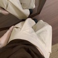 杏色高腰宽松阔腿长裤
