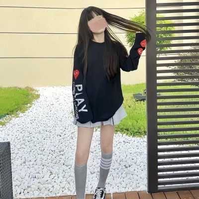 慵懒风宽松爱心长版上衣