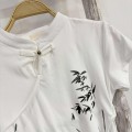 新中式竹墨印图盘扣上衣