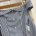 一字肩条纹短版衬衣