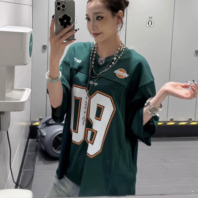 墨绿色网眼宽松球衣