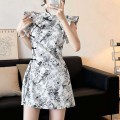 Fashion long top + shorts cheongsam suit