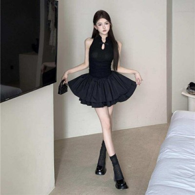 新中式立领盘扣蓬蓬裙