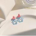 Heart blue flower earrings