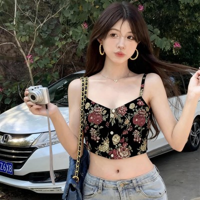 Vintage jacquard crop top