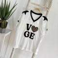 V领豹纹爱心宽松球衣