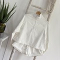 立领宽松抽绳上衣+中腰直筒短裤套装