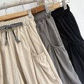 High-waisted casual wide-leg drawstring short pants