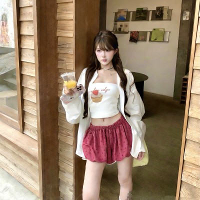 泡泡灯笼阔腿短裤