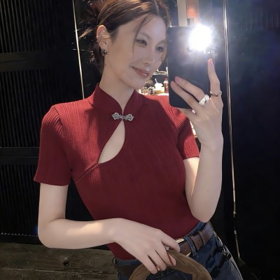 新中式盘口镂空旗袍上衣