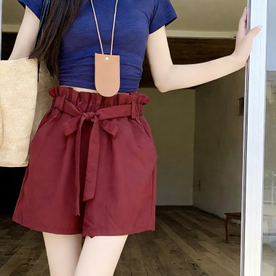 高腰休闲花苞短裤