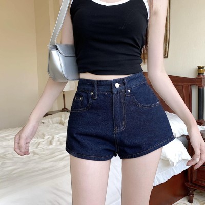 高腰A字牛仔短裤