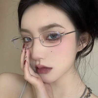长方形银框防蓝光眼镜
