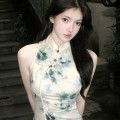 Chinese style painting satin cheongsam