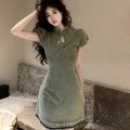 New Chinese style denim cheongsam