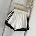 High-waisted color-blocked wide-leg casual shorts