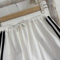 High-waisted color-blocked wide-leg casual shorts