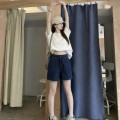 高腰塑胶阔腿短裤