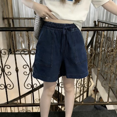 High-waisted wide-leg plastic short pants