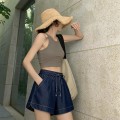 High-waisted wide-leg casual shorts