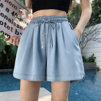 High-waisted wide-leg casual shorts