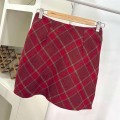 Woolen plaid A-line skirt